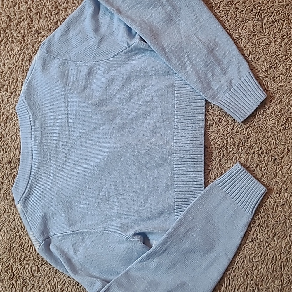 Divided H&M Womens Cropped Cardigan Sweater Long Sleeve Blue White Checkered - Picture 7 of 7